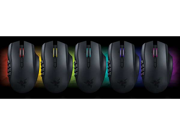 Mouse Razer Naga Epic Chroma, con 19 botones optimizados para MMO, Ilumina tu ratón con una paleta de 16.8 millones de colores.