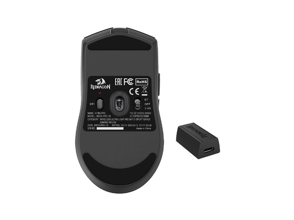 Mouse Gamer Inalámbrico Redragon K1NG Pro M916 - 4K, 26000 DPI, 5 Botones Programables, Receptor USB Tipo C, Bluetooth. Color Negro.