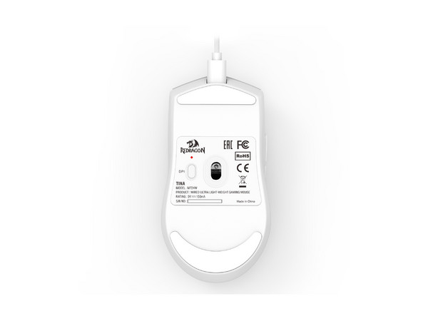 Mouse Gamer Redragon K1NG M724, 12400 DPI, 5 Botones Programables, Cable USB. Color Blanco.