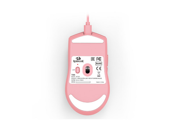 Mouse Gamer Redragon K1NG M724, 12400 DPI, 5 Botones Programables, Cable USB. Color Rosa.