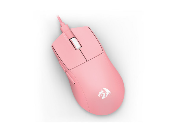 Mouse Gamer Redragon K1NG M724, 12400 DPI, 5 Botones Programables, Cable USB. Color Rosa.