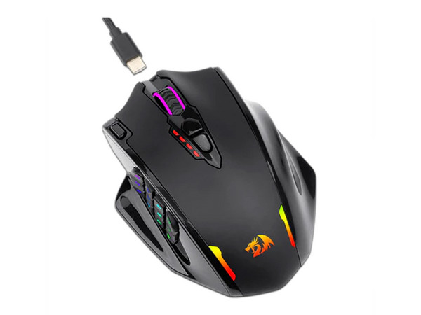 Mouse Gamer Redragon Impact Elite M913, hasta 12,400 dpi, 12 botones. Color Negro.