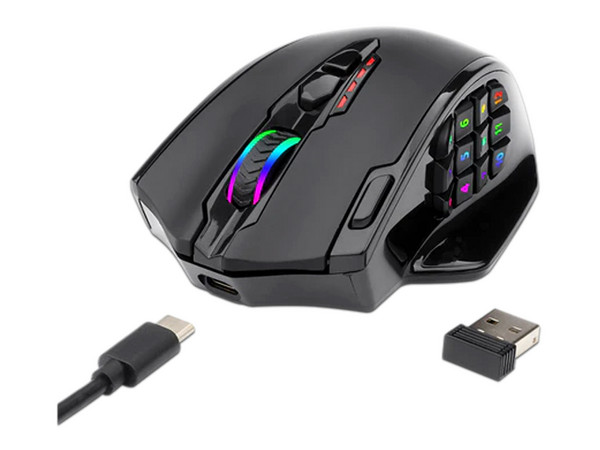 Mouse Gamer Redragon Impact Elite M913, hasta 12,400 dpi, 12 botones. Color Negro.