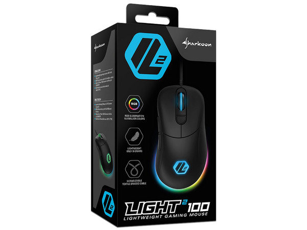 Mouse Gamer Sharkoon Light 100, hasta 5,000 dpi, 6 botones, RGB. Color Negro.