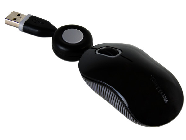 Mini Mouse Targus Compact Óptico, retráctil USB. Color Negro.