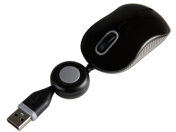 Mini Mouse Targus Compact Óptico, retráctil USB. Color Negro.