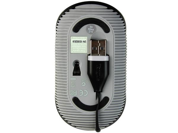 Mouse Targus Cord-Storing Óptico, retráctil USB. Color Negro