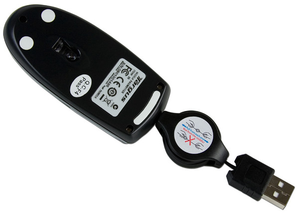 Mini Mouse Targus Óptico (OEM), Cable Retráctil USB. Color Plateado/Negro