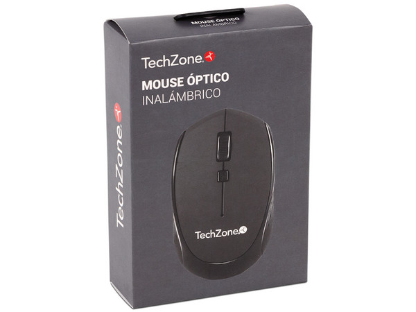 Mouse óptico inalámbrico TechZone TZ19MOU01-INA, receptor USB, Color Negro.