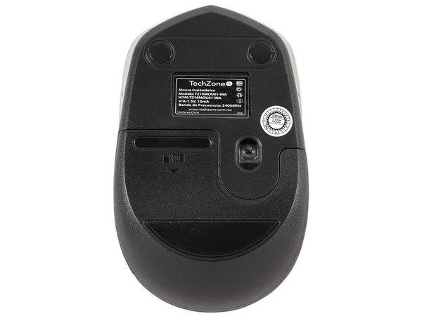 Mouse óptico inalámbrico TechZone TZ19MOU01-INA, receptor USB, Color Negro.