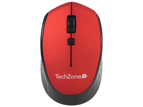 Mouse TechZone TZ19MOU01 Inalambrico, Receptor USB, 1600 dpi. Color Rojo/Negro.