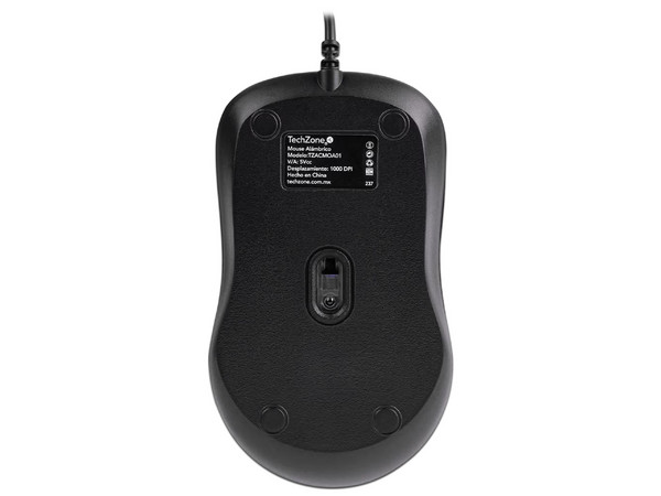 Mouse Óptico Alámbrico TechZone TZACMOA01, Hasta 1200 dpi, 3 botones, Color Negro.