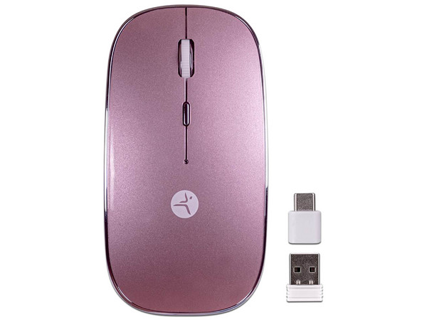 Mouse Inalambrico Techzone TZACMOI27, 2.4Ghz, Recargable, Hasta 1600 DPI. Color Rosa.