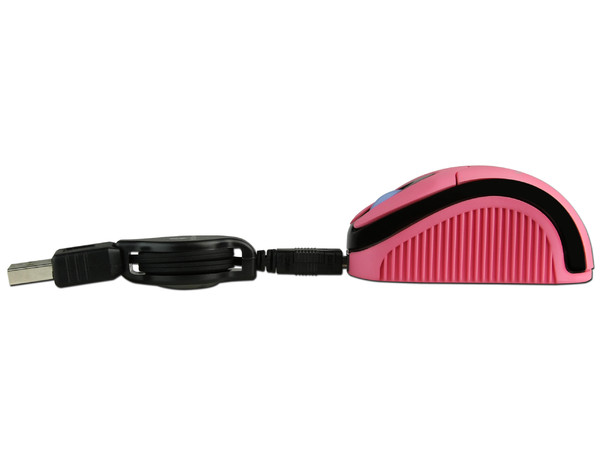 Mini Mouse TechZone Óptico, retráctil USB. Color Rosa