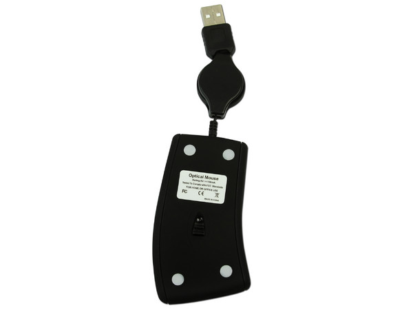 Mini Mouse TechZone Óptico, Cable Retráctil USB. Color Negro