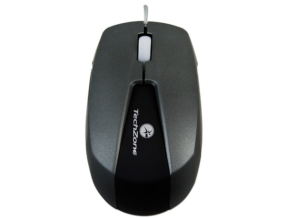 Mini Mouse TechZone Óptico, retráctil USB. Color Gris