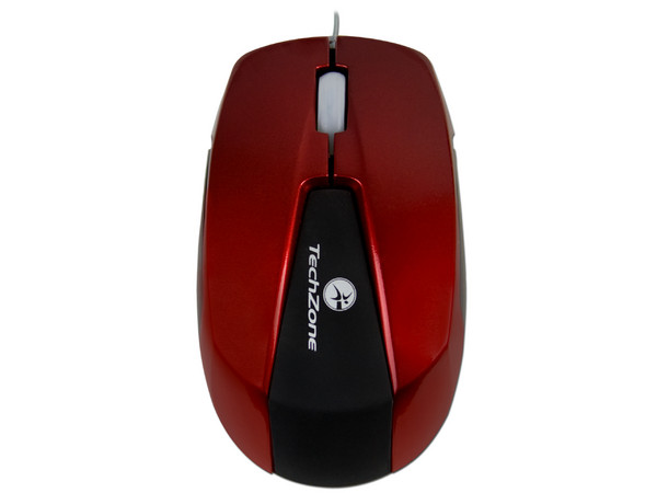 Mini Mouse TechZone Óptico, retráctil USB. Color Rojo