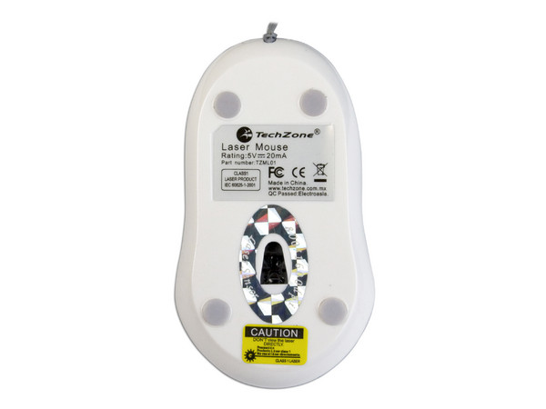 Mini Mouse TechZone Láser, Cable Retráctil USB. Color Blanco