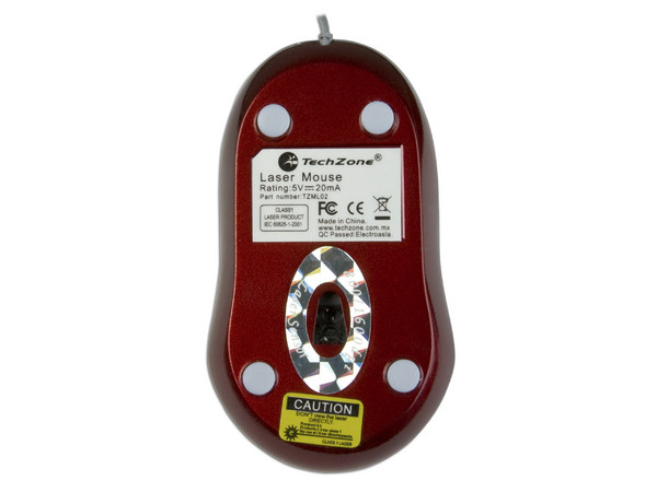 Mini Mouse TechZone Láser, Cable Retráctil USB. Color Rojo