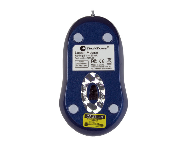 Mini Mouse TechZone Láser, Cable Retráctil USB. Color Azul