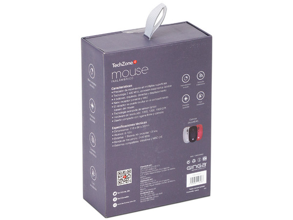 Mouse Inalámbrico TechZone Rubber, 4 Botones, hasta 1200 dpi, USB. Color Verde.