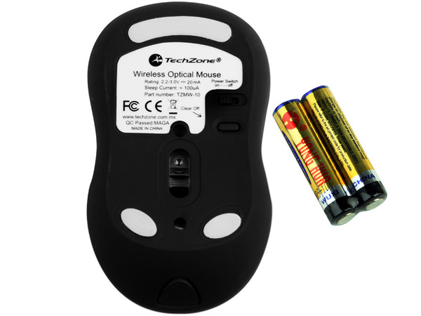 Mini Mouse TechZone Óptico Inalámbrico, Micro Receptor USB. Color Negro