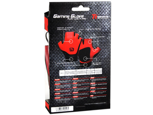 Guante Derecho Tt eSPORTS Gaming Glove, tamaño mediano, Color Negro/Rojo