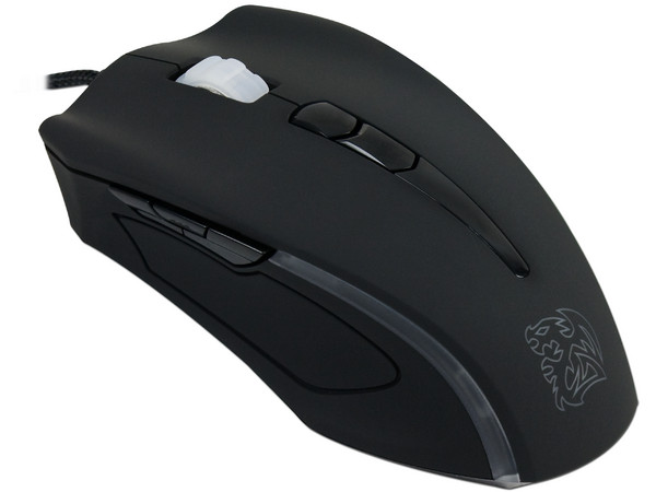 Mouse Láser Tt eSports Black Eelement hasta 6500 dpi, 9 botones, sistema de peso regulable, USB.