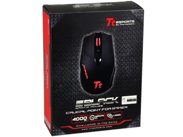 Mouse Láser Tt eSports Black Gaming Mouse de 400 a 4000 dpi, USB.