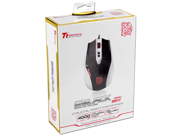 Mouse Gamer Tt eSports Black Combat White, sensor Láser de hasta 4000dpi y sistema de peso regulable, USB
