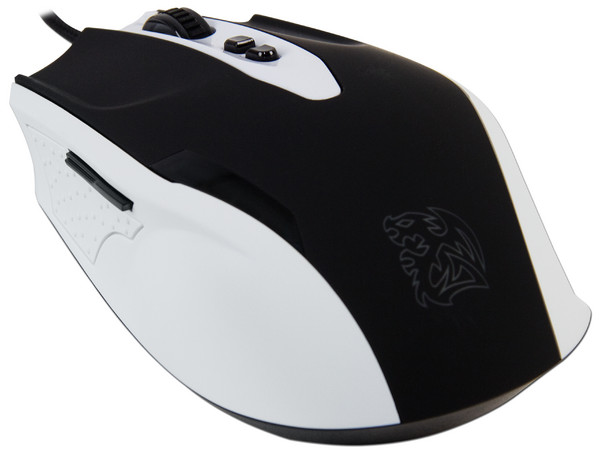 Mouse Gamer Tt eSports Black Combat White, sensor Láser de hasta 4000dpi y sistema de peso regulable, USB