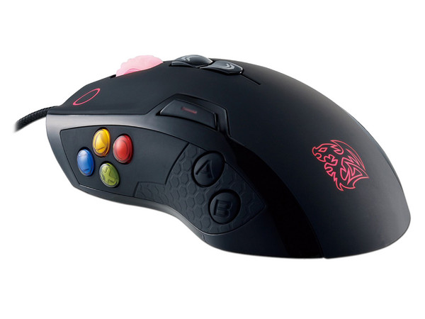 Mouse Gamer Tt eSports VOLOS, sensor Láser de hasta 8200dpi 14 Botones, sistema de peso regulable, USB