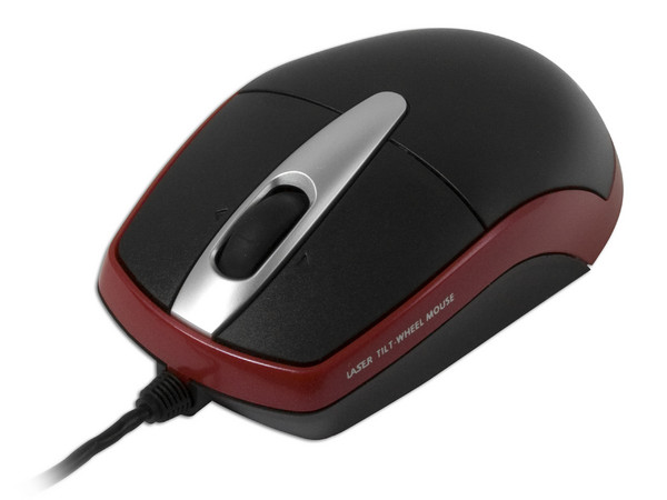 Mouse Láser Toshiba, 1600dpi, USB. Color Negro/Rojo