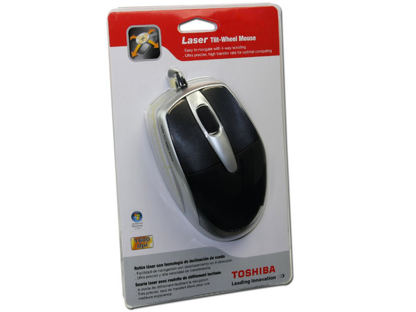Mouse Toshiba Láser, Color Negro, USB.