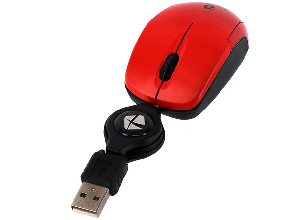 Mini Mouse TrueBasix Óptico, retráctil USB. Color Rojo