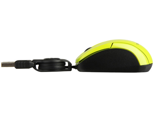 Mini Mouse TrueBasix Óptico, retráctil USB. Color Amarillo