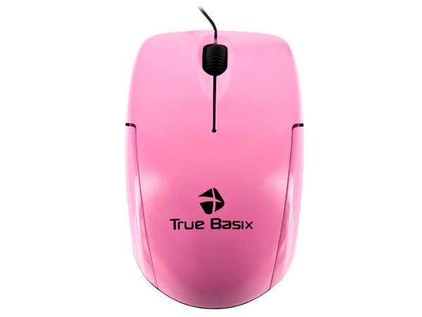 Mini Mouse TrueBasix Óptico, retráctil USB. Color rosa