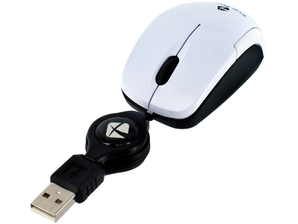 Mini Mouse TrueBasix Óptico, retráctil USB. Color Blanco