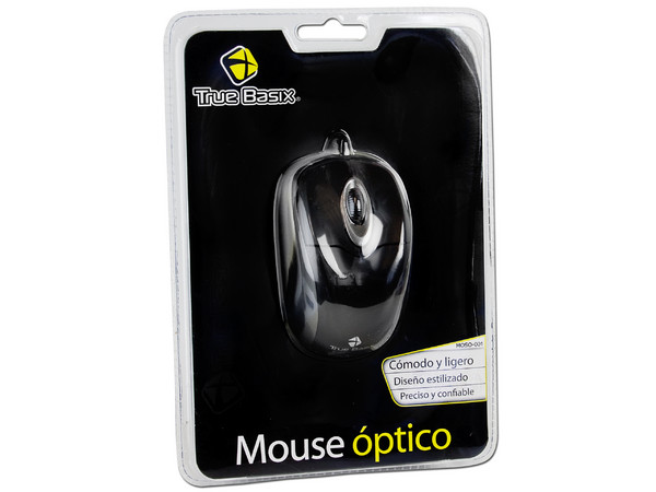 Mouse TrueBasix Óptico, USB. Color Negro