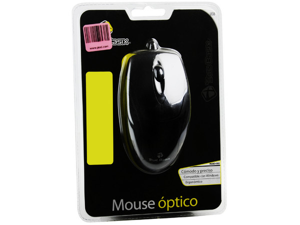 Mouse TrueBasix Óptico, USB. Color Negro