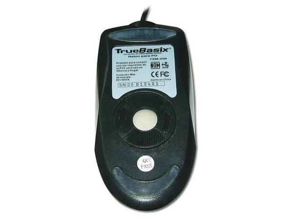 Mouse TrueBasix, modelo TXM-200, 2 botones y scroll, PS/2, Color Negro