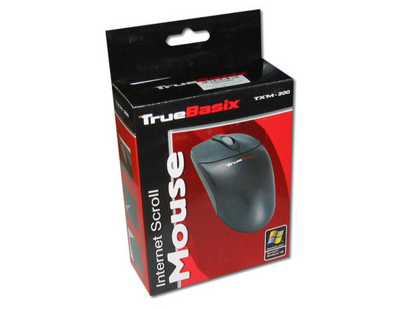Mouse TrueBasix, modelo TXM-200, 2 botones y scroll, PS/2, Color Negro