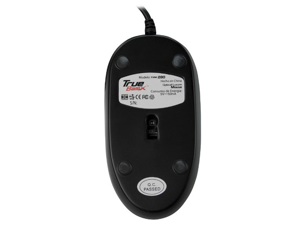 Mouse Óptico TrueBasix TXM-280, PS/2. Color Negro