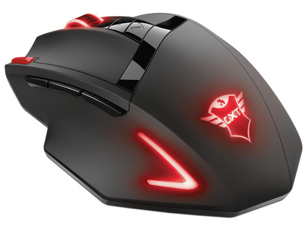 Mouse Gamer Trust GXT Ranoo, hasta 2400 dpi, 9 botones, iluminación RGB, Receptor USB. Color Negro.