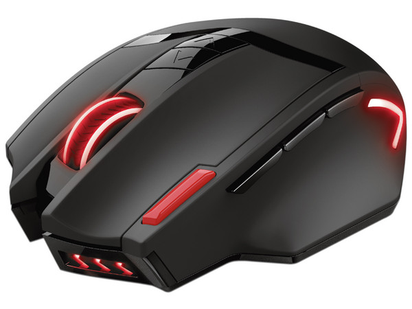 Mouse Gamer Trust GXT Ranoo, hasta 2400 dpi, 9 botones, iluminación RGB, Receptor USB. Color Negro.