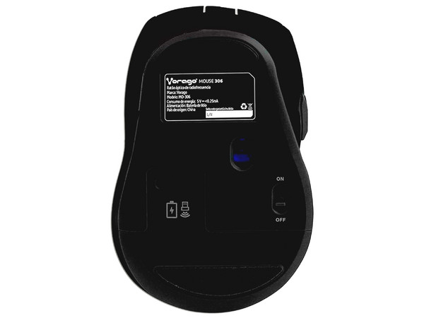 Mouse Óptico inalámbrico Vorago MO-306 con batería recargable, hasta 2400 dpi, receptor USB. Color Negro.