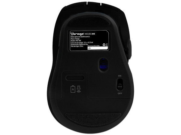 Mouse Inalámbrico Vorago MO-306, 2400 dpi, Recargable, iluminado. Color Negro.