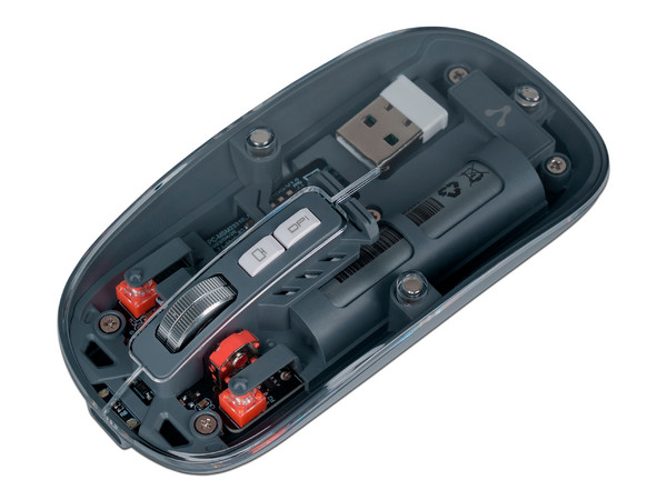 Mouse Óptico Inalámbrico Vorago MO-415, hasta 1600 dpi, Bluetooth, Receptor USB, Transparente.