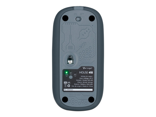 Mouse Óptico Inalámbrico Vorago MO-415, hasta 1600 dpi, Bluetooth, Receptor USB, Transparente.
