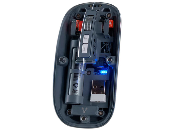 Mouse Óptico Inalámbrico Vorago MO-415, 1600 DPI, Bluetooth, Receptor USB, Transparente.